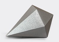 3D silver asymmetric hexagonal bipyramid paper craft collage element psd