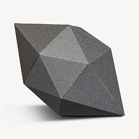 3D gray octahedral polyhedron shaped paper craft collage element psd