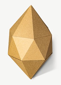 3D golden octahedral polyhedron shaped paper craft collage element psd