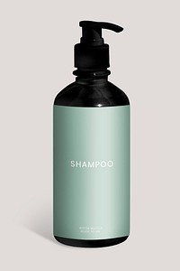 Black shampoo bottle mockup design