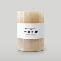 Beige pillar candle bulk mockup