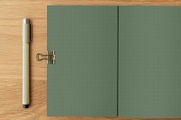 Blank plain notebook page with stationary mockup