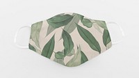 Green leaves pattern fabric mask mockup