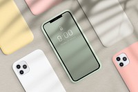 Mobile phone case mockup psd set product showcase front and back