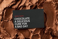 Dessert business card mockup psd on brown frosting texture