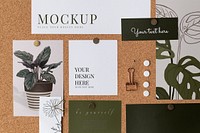 Blank memo papers mockup psd, note pinned on corkboard