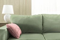 Living room psd mockup, home decor with sofa