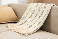 Blanket mockup psd, tribal pattern, home decor