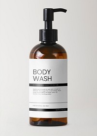 Pump bottle mockup, body wash dispenser, psd product label