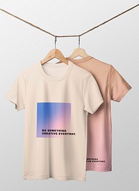 Printed t-shirt mockup, casual apparel with positive quote in unisex design psd