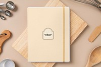 Homemade cookbook cover mockup, chef&rsquo;s essential psd