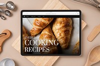 Tablet screen mockup, food blogger lifestyle psd