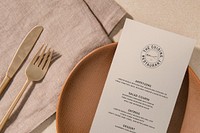 Menu card mockup, restaurant business branding psd