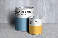 Paint can mockups, home DIY interior design psd