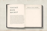 Vintage book mockup psd, yellow paper pages, antique publication