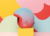 Half shell helmet mockup, gradient feminine design psd