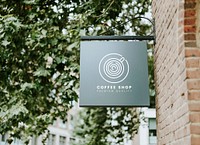 Green coffee shop sign, modern design  