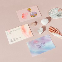 Aesthetic business cards, seashells summer design