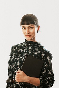 Working woman holding tablet photo
