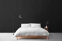 Bedroom wall mockup, modern interior psd