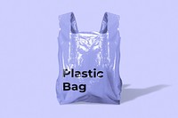 Plastic grocery bag mockup psd in purple 