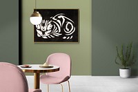 Contemporary cafe, green wall interior design