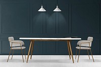 Navy blue contemporary interior mockup, editable wall psd