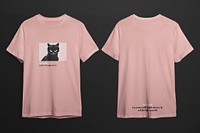 Cat print t-shirt mockup, men’s fashion in pink psd