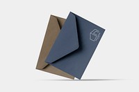 Blue envelope mockup, business branding stationery psd