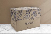 Floral paper box mockup psd, editable packaging design