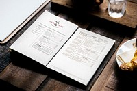 Menu book mockup, restaurant business branding psd