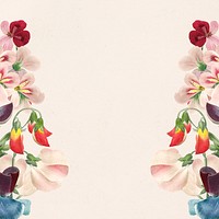 Vintage flower border, sweet pea illustration by Pierre Joseph Redouté. Remixed by rawpixel.