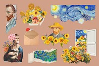 Vintage painting remix collage element set psd. Remixed by rawpixel.