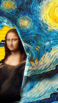 Starry Night, Mona Lisa iPhone wallpaper. Remixed by rawpixel.