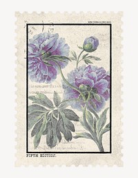 Postage stamp mockup, vintage flower aesthetic illustration psd