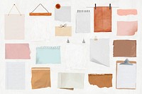 Ripped paper mood board, aesthetic stationery set psd