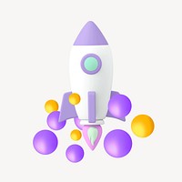 3D rocket mixed media illustration