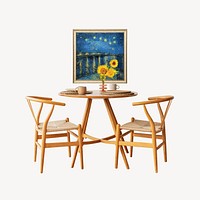 Dining table, Van Gogh's starry night mixed media illustration.  Remixed by rawpixel.