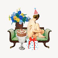 Lonely birthday mixed media illustration. Remixed by rawpixel.