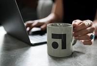 Coffee mug mockup, gray design psd