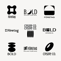 Simple black business logo clipart vector set