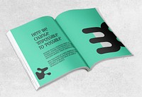 Open magazine mockup, realistic book, customizable design psd