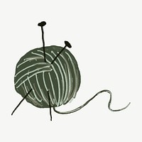 Knitting yarn illustration collage element psd