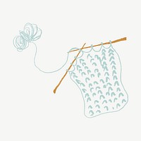 Knitting  illustration collage element psd