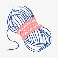 Knitting yarn illustration collage element psd