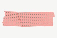 Pink-dotted washi tape collage element psd