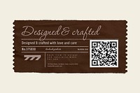 Ticket paper mockup, QR code design psd