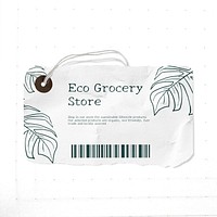 Label tag mockup, leafy stationery design psd