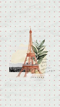 Eiffel tower aesthetic mobile wallpaper, travel collage background