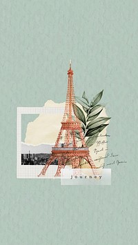 Eiffel tower aesthetic mobile wallpaper, travel collage background